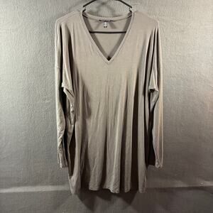 eileen fisher women top large gray neutral minimalist viscose stretch luxury